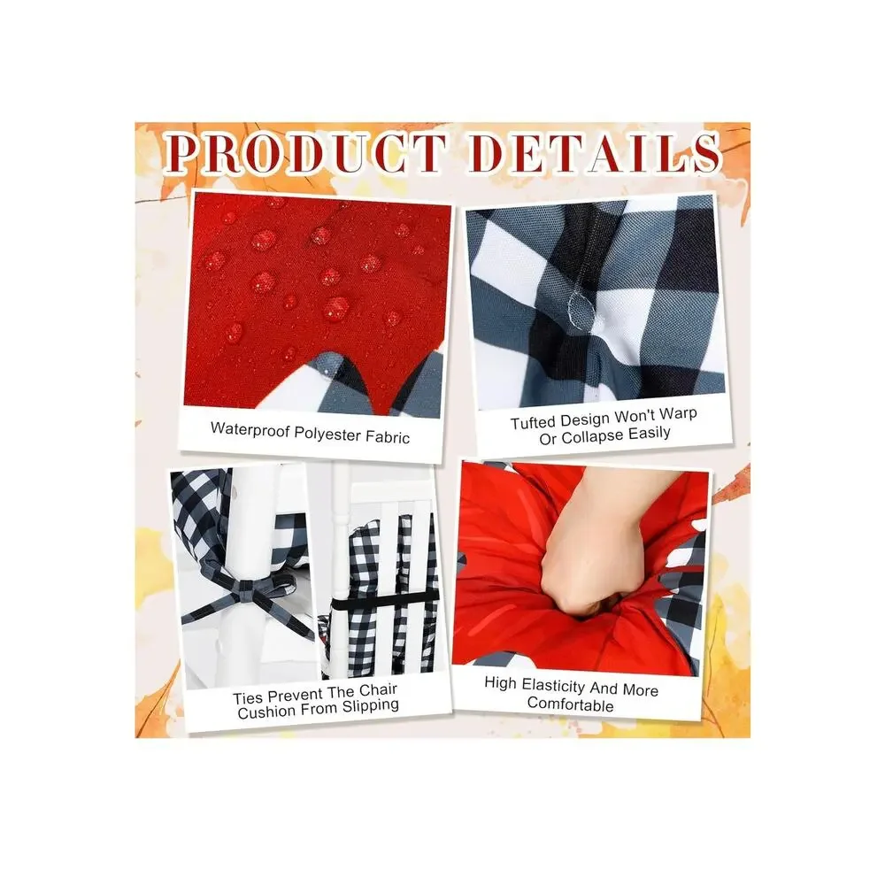 Chunful 4 Pcs Thanksgiving Large Fall Rocking Chair Cushions,